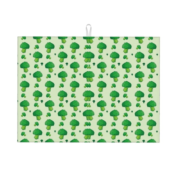 Sikiie Broccoli 1 Dish Drying Mat, Kitchen Counter Mat, Self Drying Mat for Kitchen Counter Dish Drying Pad ,for Dishes, Utensils, Pots and Pans(24" x 18")