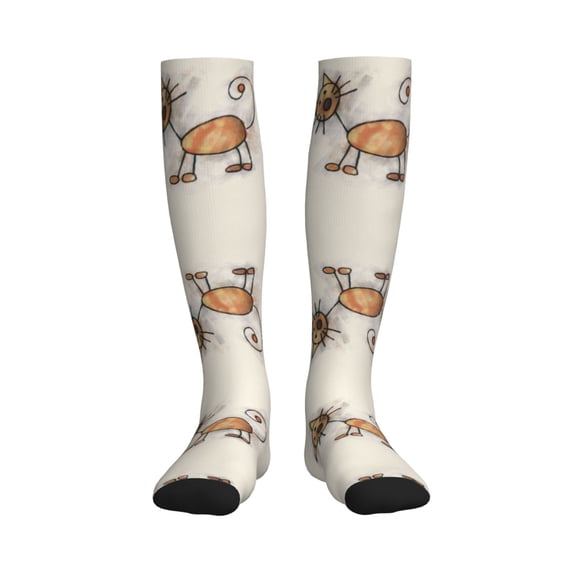Sikiie Brown Cat Cartoon 1 Pairs Compression Socks for Men and Women 15-20 mmHg Running Support Socks
