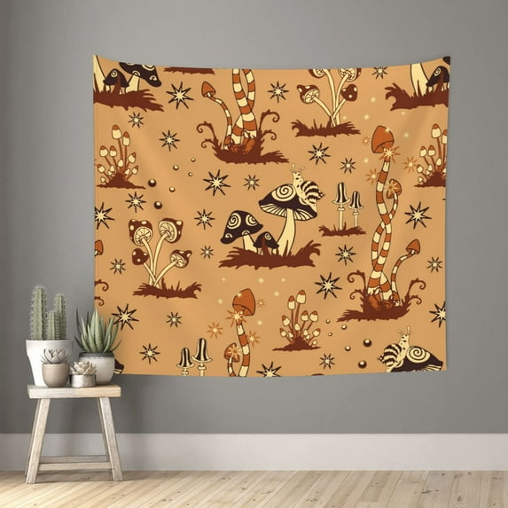 Sikiie Brown Mushrooms tapestry wall hanging home decor for bedrooms, living rooms, dorms 60x51in