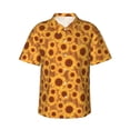 thumbnail image 1 of Sikiie Brown Wood Grain Sunflower A Print Men's Hawaiian Shirt, Summer Beach Button Pocket Short Sleeve T-Shirt,X-Large, 1 of 7