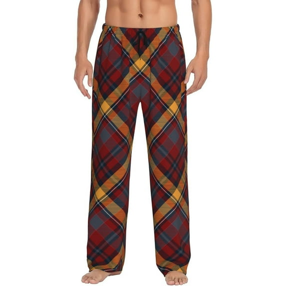 Sikiie Buffalo Check Plaid Pajama Pants Men, PJ Bottoms, Sleep & Lounge Pants-Large