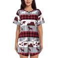 thumbnail image 1 of Sikiie Buffalo Plaid Forest Womens Pajama Sets Short Sleeve Top With Pants Sleepwear 2 Piece Lounge SetXX-Large, 1 of 6