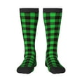 thumbnail image 1 of Sikiie Buffalo Plaid Green Black Knee Socks, High Socks Long Stretchy Sock Women Knee High Stocking, Long Socks for Women, 1 of 6