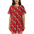 thumbnail image 1 of Sikiie Bulldog Red Womens Pajama Sets Short Sleeve Top With Pants Sleepwear 2 Piece Lounge SetXX-Large, 1 of 6