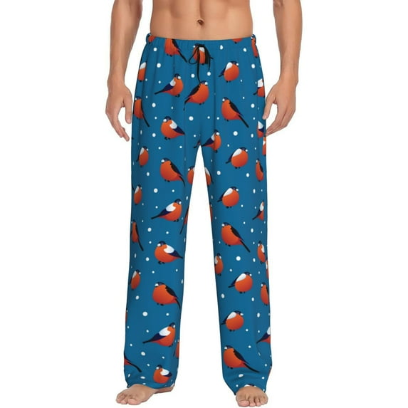 Sikiie Bullfinches Pajama Pants Men, PJ Bottoms, Sleep & Lounge Pants-Medium