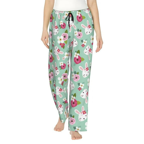 Sikiie Bunny And Rose Women’s Ultra-Soft Comfy Lounge Pants Sleepwear Comfy Lounge Pants Drawstring Sleep Bottoms with PocketsXX-Large