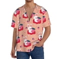 thumbnail image 1 of Sikiie Bunny And Strawberry Men's Wrinkle Free Untucked Cuban Shirt Business Casual Button Down Shirts Short Sleeve Shirt3X-Large, 1 of 5
