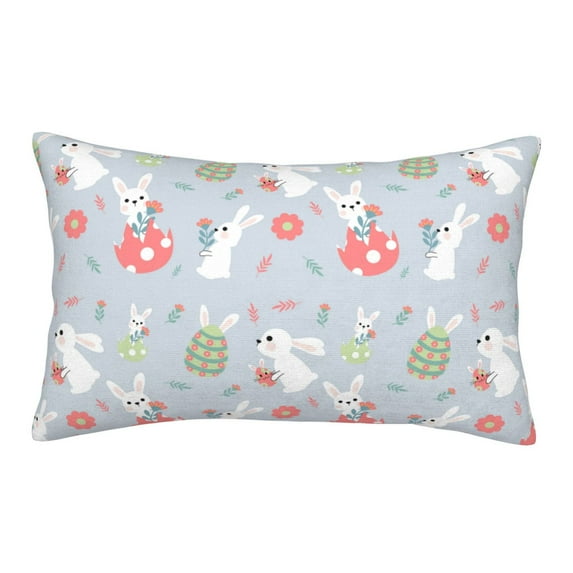 Sikiie Bunny cartoon with easter Print Plush Pillow Cover, Wrinkle-proof and Stain-resistant Pillow Protector without Pillow Core, Home Decoration-14"x20"