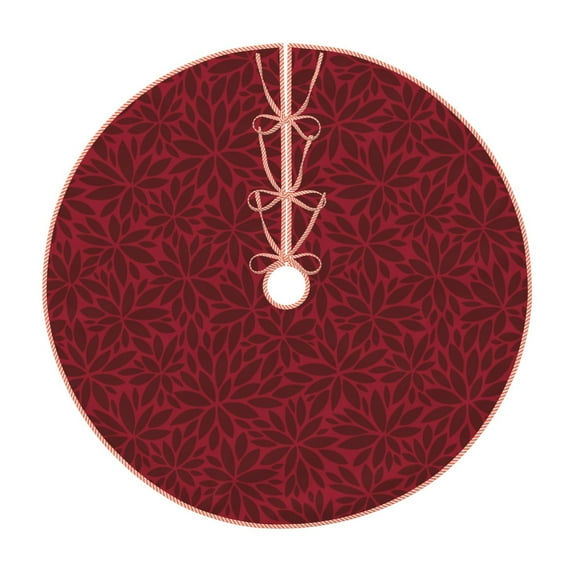 Sikiie Burgundy Floral Christmas Tree Skirt, Christmas Tree Decorations, Christmas Decor, Tree Mat Decoration(30-48IN)-48"