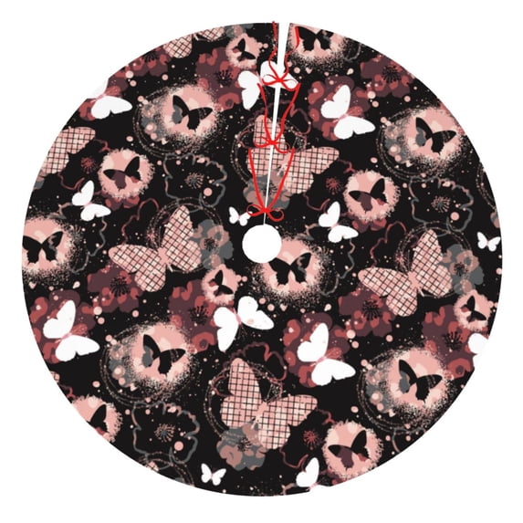 Sikiie Butterfly 30-48 inches {designName} Print Christmas Tree Skirt Snowman Xmas Tree Skirt with Edge Christmas Decorations for Holiday Party36"