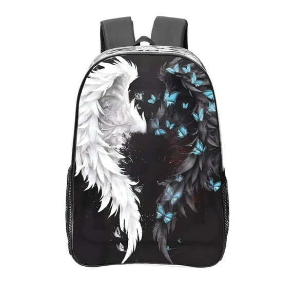 Sikiie Butterfly Angel Wings Art Clear Backpack, Transparent Bookbag for School for Women Men, Capacity Clear Bag for College, Travel