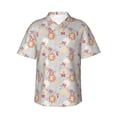 thumbnail image 1 of Sikiie Butterfly Flower Print Men's Hawaiian Shirt, Summer Beach Button Pocket Short Sleeve T-Shirt,X-Large, 1 of 7