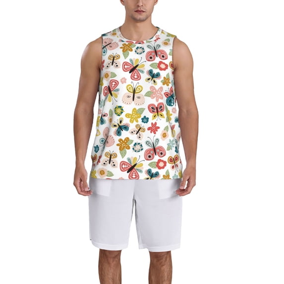 Sikiie Butterfly Flowers Basketball Jersey Reversible Men's Mesh Athletic Sports Shirts Training Practice S-4XLX-Large