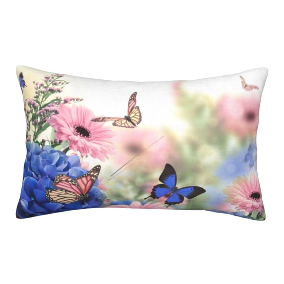 Sikiie Butterfly And Flowers Print Plush Pillow Cover, Wrinkle-proof and Stain-resistant Pillow Protector without Pillow Core, Home Decoration-20"x30"