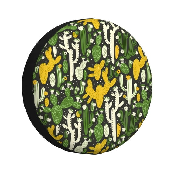 Sikiie Cactus 4 PVC Leather Spare Tire Wheel Cover Spare Tire Cover, for Car Truck SUV Camper Trailer Universal Fit(14-17in)-16 inch
