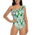 thumbnail image 1 of Sikiie Cactus Plants Print Women One Piece Swimsuits Tummy Control One Shoulder Bathing Suits Ruffle Swimwear, From S to XXL-Medium, 1 of 6