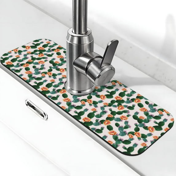 Sikiie Cactuses Splash Guard for Sink Faucet-1 PC Super Absorbent Fast Drying Mat Sink Gadgets-Splash Guard for Kitchen, Sink Mat