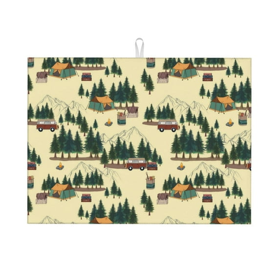 Sikiie Camping Caravan 1 Dish Drying Mat, Kitchen Counter Mat, Self Drying Mat for Kitchen Counter Dish Drying Pad ,for Dishes, Utensils, Pots and Pans(24" x 18")
