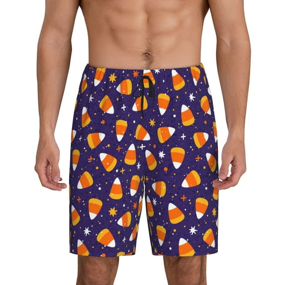 Sikiie Candy Corn (2) Mens Pajama Shorts, Lightweight Lounge Pant with Pockets Soft Sleep Pj Shorts for MenXX-Large