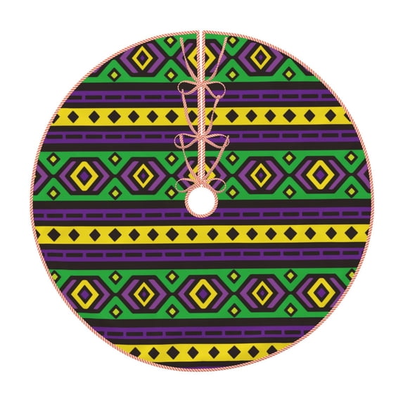 Sikiie Carnival Mardi Gras Nativity Christmas Tree Skirt, Jesus Christian Winter Holiday Tree Mat Decoration(30-48IN)30"