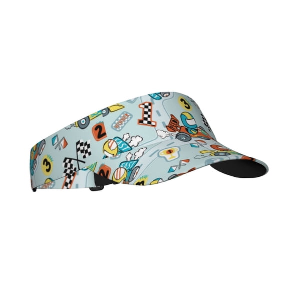 Sikiie Cartoon Car Racing Sun Visor Hat Adjustable Velcro Golf Visor Sports Sunscreen Visor Hat for Outdoor Activities