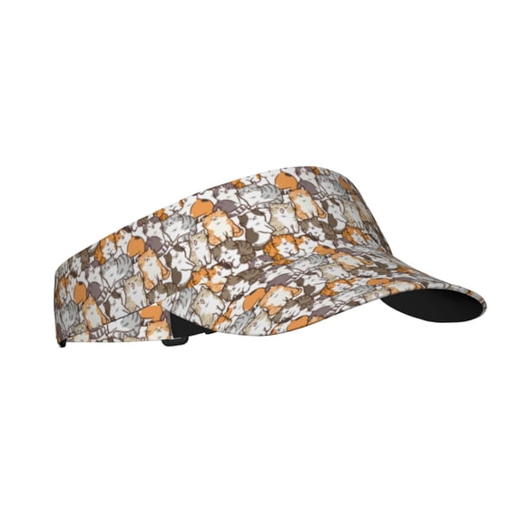 Sikiie Cartoon Cat 1 Sun Visor Hat Adjustable Velcro Golf Visor Sports Sunscreen Visor Hat for Outdoor Activities