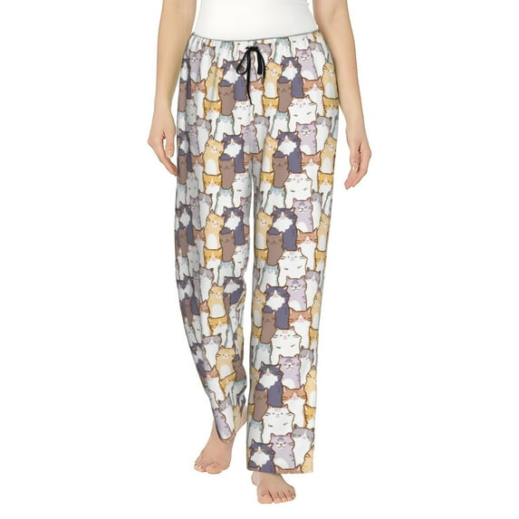 Sikiie Cartoon Cat Pajamas Pants for Women, Lounge for Women,Women’s Pajama Lounge Pants-Large