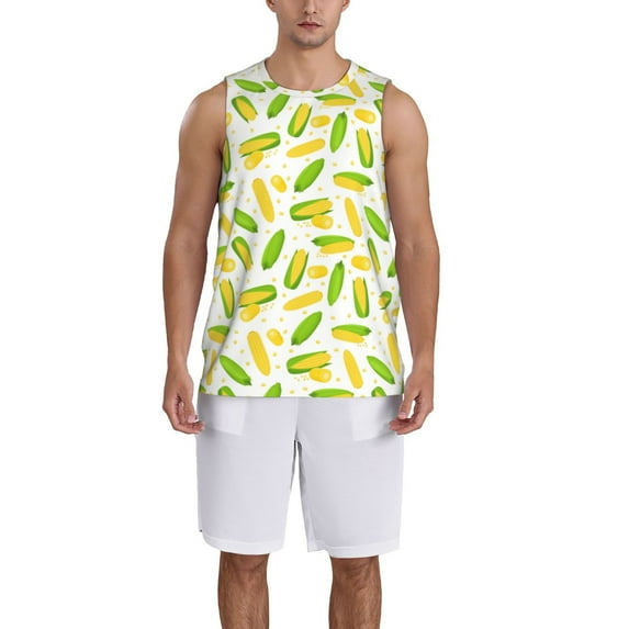 Sikiie Cartoon Corn Basketball Jersey Reversible Men's Mesh Athletic Sports Shirts Training Practice S-4XLMedium