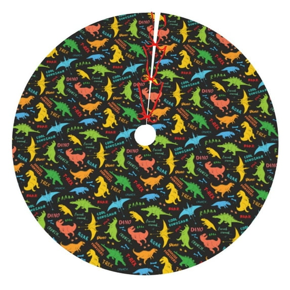 Sikiie Cartoon Dino 30-48 inches {designName} Print Christmas Tree Skirt Snowman Xmas Tree Skirt with Edge Christmas Decorations for Holiday Party-30"