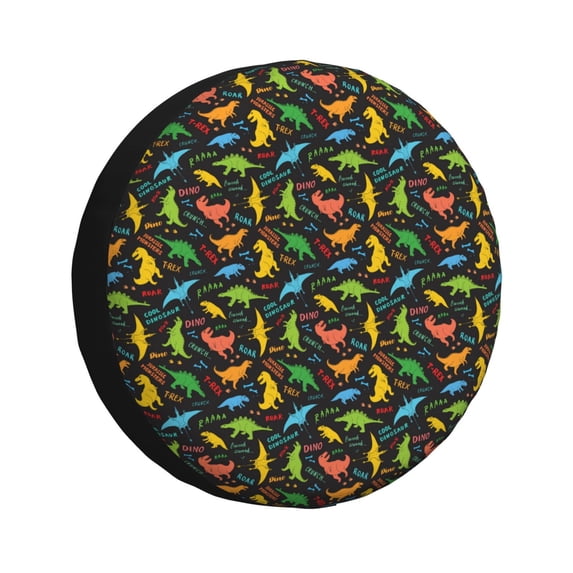 Sikiie Cartoon Dino PVC Leather Spare Tire Wheel Cover Spare Tire Cover, for Car Truck SUV Camper Trailer Universal Fit(14-17in)-16 inch