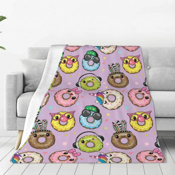 Sikiie Cartoon Donuts Ultra-Soft Micro flannel Blanket Luxury All Seasons Warm Blanket for Bedding Sofa and Travel (4 sizes)-50"x40"