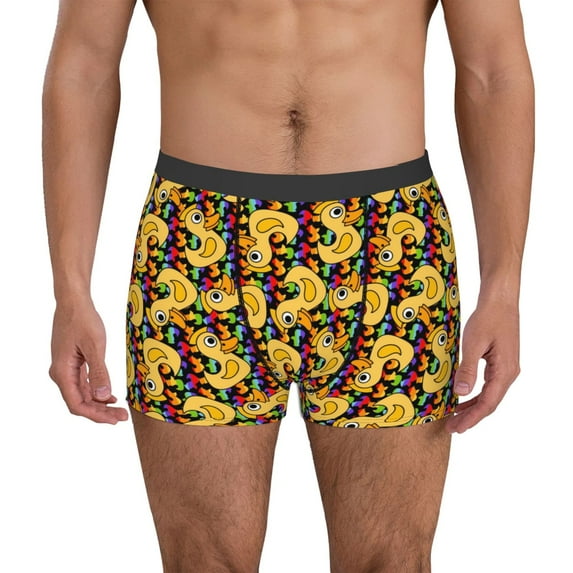 Sikiie Cartoon Ducks Print Men's Boxer Briefs, Elastic Waistband Boxer Briefs Leggings-Large