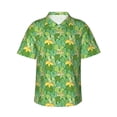 thumbnail image 1 of Sikiie Cartoon Frog And Lotus Leaf Print Men's Hawaiian Shirt, Summer Beach Button Pocket Short Sleeve T-Shirt,Large, 1 of 7