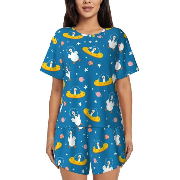 Sikiie Cartoon Goose Womens Pajama Sets Short Sleeve Top With Pants Sleepwear 2 Piece Lounge Set-XX-Large