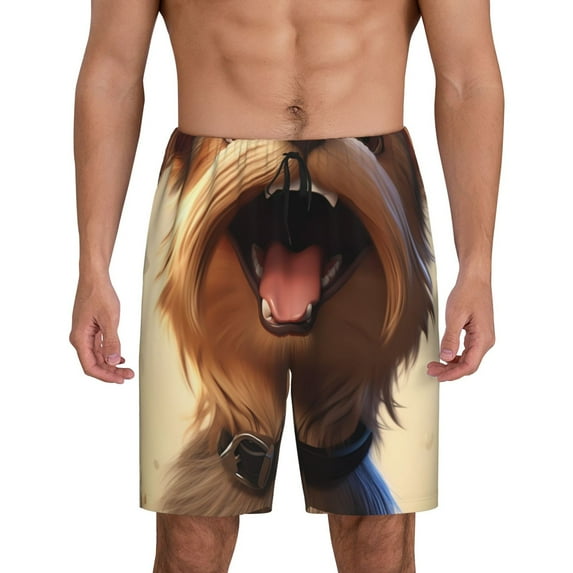 Sikiie Cartoon Happy Cute Puppy Mens Pajama Shorts, Lightweight Lounge Pant with Pockets Soft Sleep Pj Shorts for MenMedium
