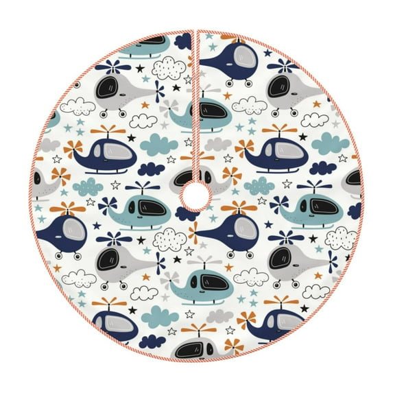 Sikiie Cartoon Helicopters Christmas Tree Skirt, Christmas Tree Decorations, Christmas Decor, Tree Mat Decoration(30-48IN)-30"