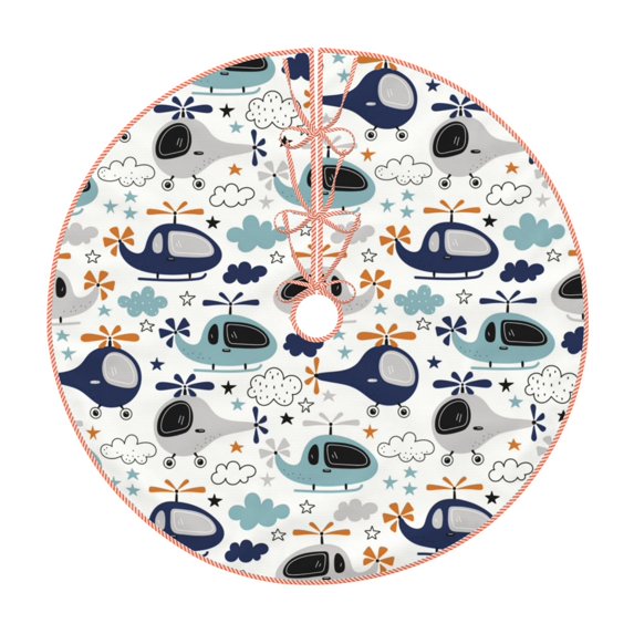 Sikiie Cartoon Helicopters Christmas Tree Skirt, Christmas Tree Decorations, Christmas Decor, Tree Mat Decoration(30-48IN)-48"