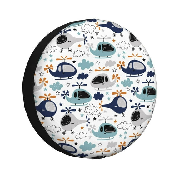 Sikiie Cartoon Helicopters PVC Leather Spare Tire Wheel Cover Spare Tire Cover, for Car Truck SUV Camper Trailer Universal Fit(14-17in)-16 inch