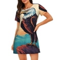 thumbnail image 1 of Sikiie Cartoon Iceberg Bald Eagle Print Women's Short-sleeved Nightdress, Round Neck Pullover Nightdress Pajamas Summer Home Wear, 1 of 6