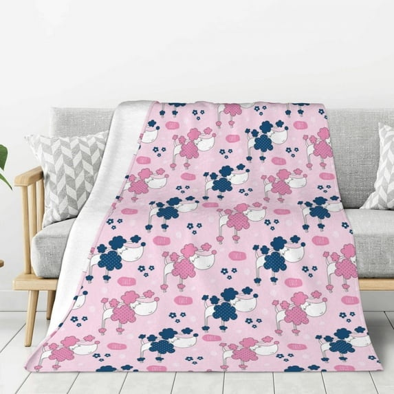 Sikiie Cartoon Poodle Dog Cozy Flannel Fleece Throw Blanket: Lightweight & Thick for All Seasons - Perfect for Women, Men, & Kids"80"x60"