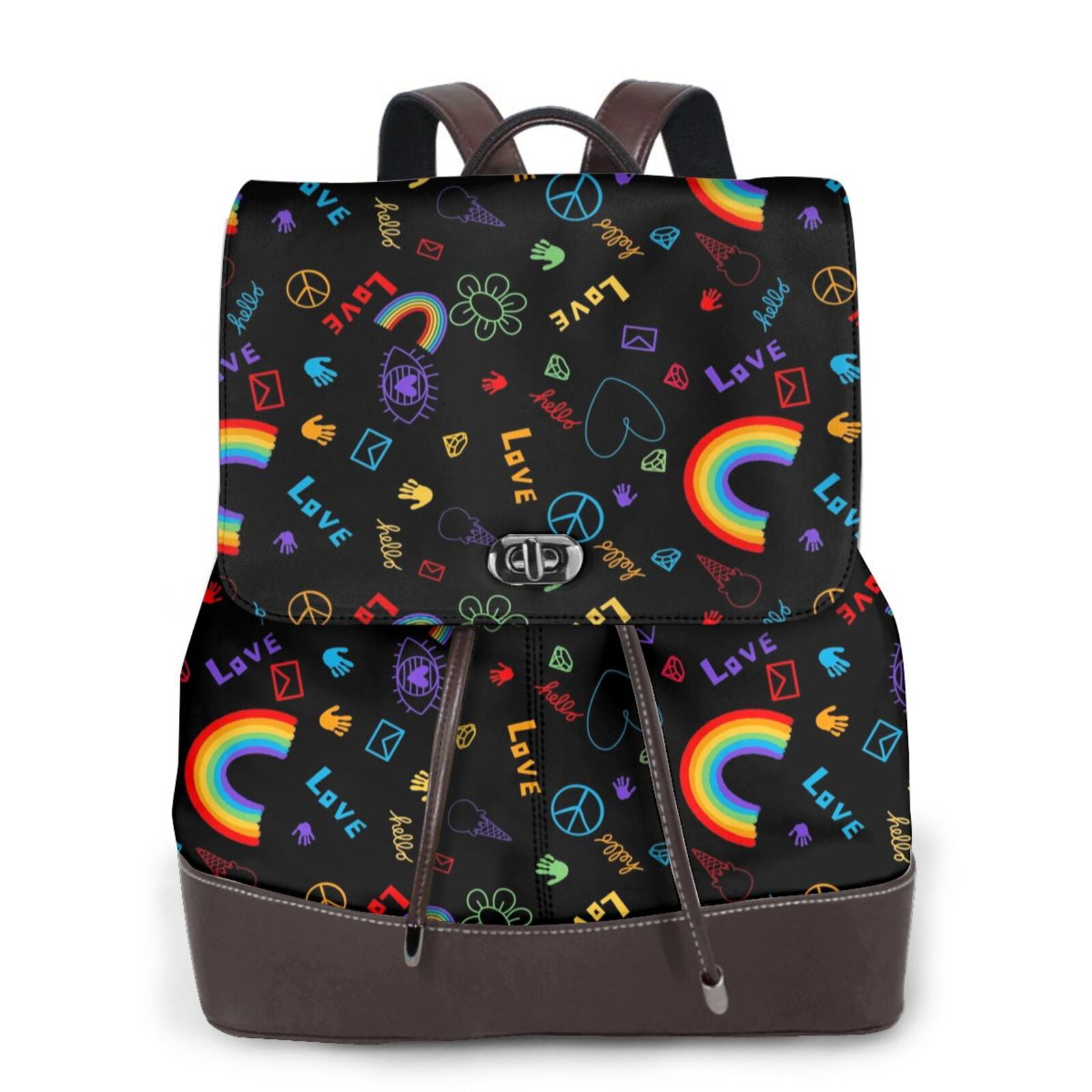 Sikiie Cartoon Pride Lgbt Women Genuine Leather Backpack Fashion