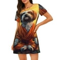 thumbnail image 1 of Sikiie Cartoon Puppy Sunset Print Women's Short-sleeved Nightdress, Round Neck Pullover Nightdress Pajamas Summer Home Wear, 1 of 6