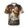 thumbnail image 1 of Sikiie Cartoon Scottish Duck Print Men's Hawaiian Shirt, Summer Beach Button Pocket Short Sleeve T-Shirt,Medium, 1 of 7