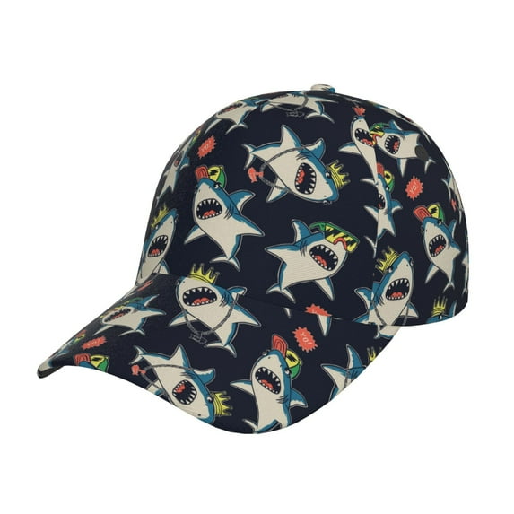 Sikiie Cartoon Sharks Unisex Vintage Washed Unstructured Baseball Cap Soft Cap Adjustable Unisex Baseball Hat Dad Hat