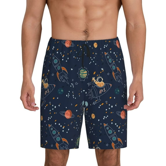 Sikiie Cartoon Space Planets Mens Pajama Shorts, Lounge Pant, Men's shorts,Sleep Pj Shorts for Men-Medium