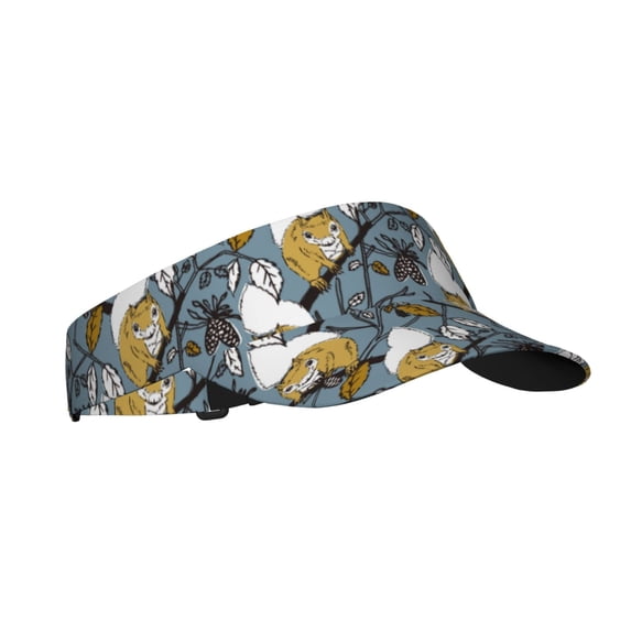 Sikiie Cartoon Squirrel on Branch Sun Visor Hat Adjustable Velcro Golf Visor Sports Sunscreen Visor Hat for Outdoor Activities