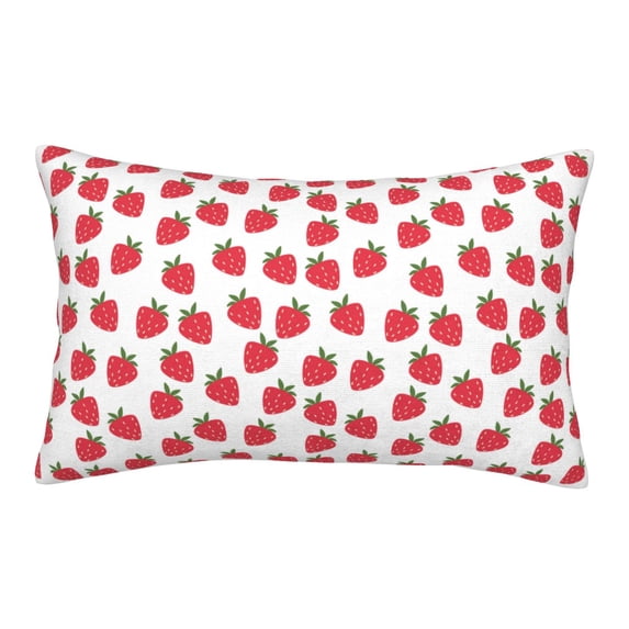 Sikiie Cartoon Strawberry Print Plush Pillow Cover, Wrinkle-proof and Stain-resistant Pillow Protector without Pillow Core, Home Decoration-14"x20"