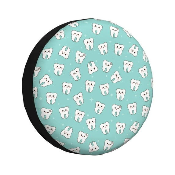 Sikiie Cartoon Teeth1 PVC Leather Spare Tire Wheel Cover Spare Tire Cover, for Car Truck SUV Camper Trailer Universal Fit(14-17in)-14 inch