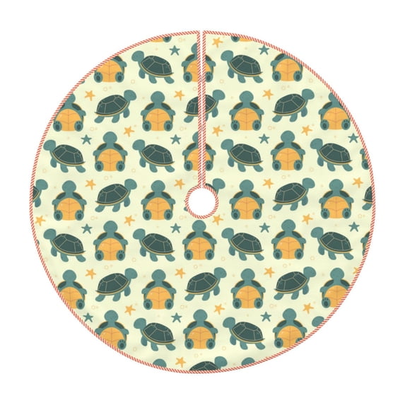 Sikiie Cartoon Turtles Nativity Christmas Tree Skirt, Jesus Christian Winter Holiday Tree Mat Decoration(30-48IN)36"