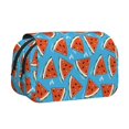 thumbnail image 1 of Sikiie Cartoon Watermelon Print Flip Double-layer Pencil Case, All-purpose Stationery Bag for Study and Office, Zipper Design, Unisex, 1 of 7